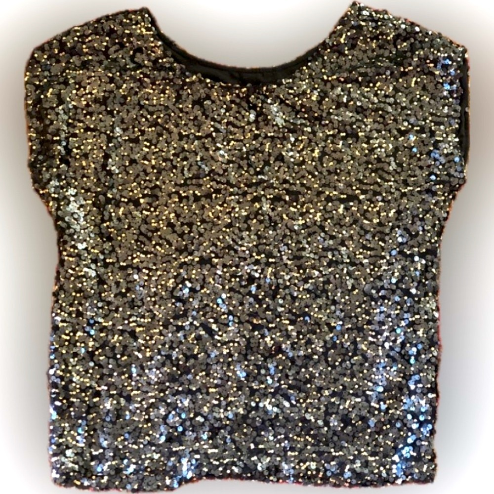 Backstage Vintage Sequin Top – Black and Gold